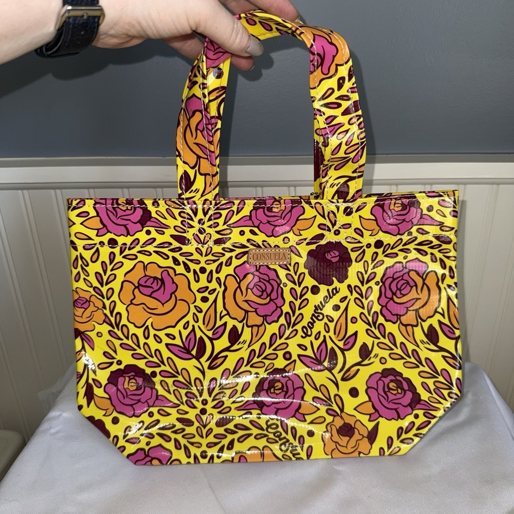 Consuela Millie Small Yellow Floral Grab 'n' Go 7660 Tote Hand Bag Purse